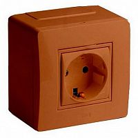 Коробка в сборе с силовой розеткой, коричневая (розница) (упак. 14шт) | код. 10482B |  DKC
